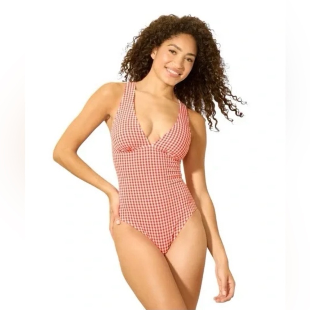 Shade & Shore - Women’s Gingham High Leg One Piece Swimsuit